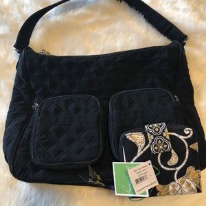 Black Vera Bradley Shoulder Purse& Mini Zip Wallet